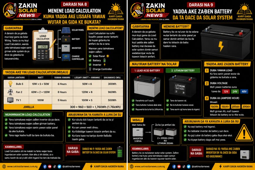 DARASI NA 8: MENENE LOAD CALCULATION KUMA YADDA AKE LISSAFA YAWAN WUTAR DA GIDA KE BUKATA?