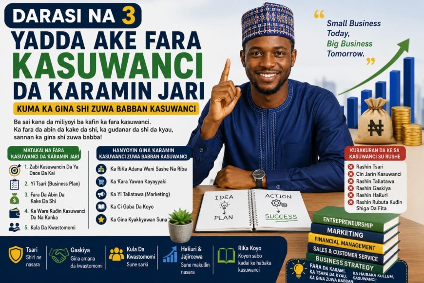 DARASI NA 3: YADDA AKE FARA KASUWANCI DA ƘARAMIN JARI KUMA KA GINA SHI ZUWA BABBAN KASUWANCI