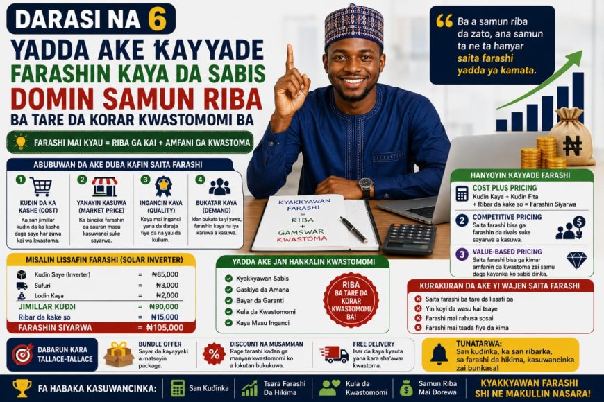 DARASI NA 6: YADDA AKE ƘAYYADE FARASHIN KAYA DA SABIS DOMIN SAMUN RIBA BA TARE DA KORAR KWASTOMOMI BA