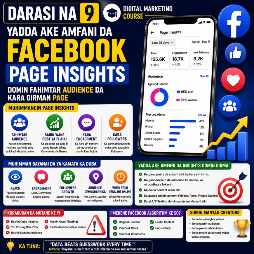 DARASI NA 9: YADDA AKE AMFANI DA FACEBOOK PAGE INSIGHTS DOMIN FAHIMTAR AUDIENCE DA ƘARA GIRMAN PAGE