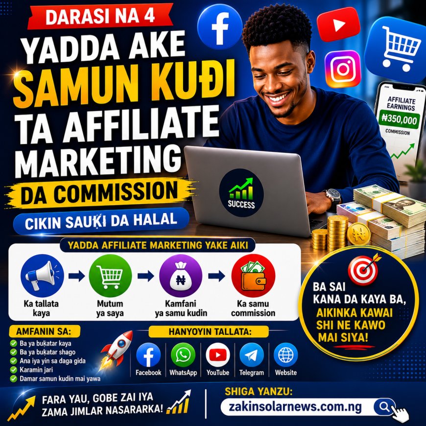 DARASI NA 4: YADDA AKE SAMUN KUƊI TA AFFILIATE MARKETING DA COMMISSION CIKIN SAUƘI