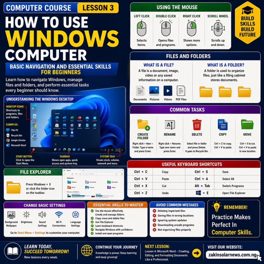 LESSON 3: HOW TO USE WINDOWS COMPUTER – BASIC NAVIGATION AND ESSENTIAL SKILLS FOR BEGINNERS