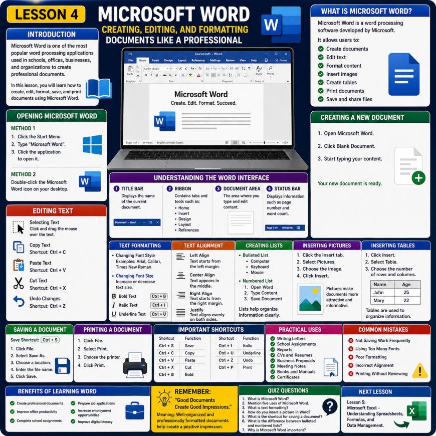 LESSON 4: MICROSOFT WORD – CREATING, EDITING, AND FORMATTING DOCUMENTS LIKE A PROFESSIONAL
