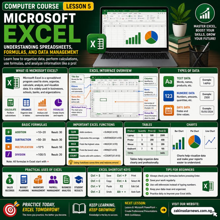 LESSON 5: MICROSOFT EXCEL – UNDERSTANDING SPREADSHEETS, FORMULAS, AND DATA MANAGEMENT